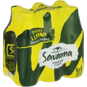Savanna 330ml Dumpies includes Angry lemon 6pack