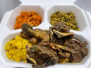 Meaty Bones. Also served with an option of those starches and vegetables