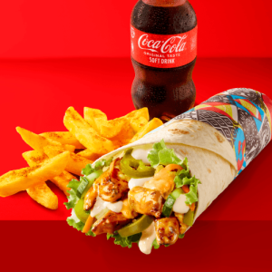 Cheesy Jalapeño Wrap, Chips & 300ml Buddy Chicken Strips, Cheese, Jalapeños & Salad With Chips And a 300ml Buddy