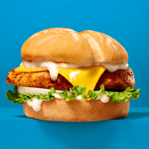 Don Pedro Burger Sprinkle Fillet, Lettuce, Onion, Mayo & Cheese On a Portuguese Bun