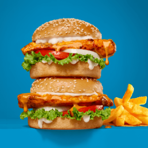 Double Up & Chips 2 Chicken Burgers & Chips