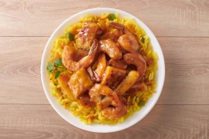 SEAFOOD HOT POT, Hake nuggets, pop prawns, calamari with rice